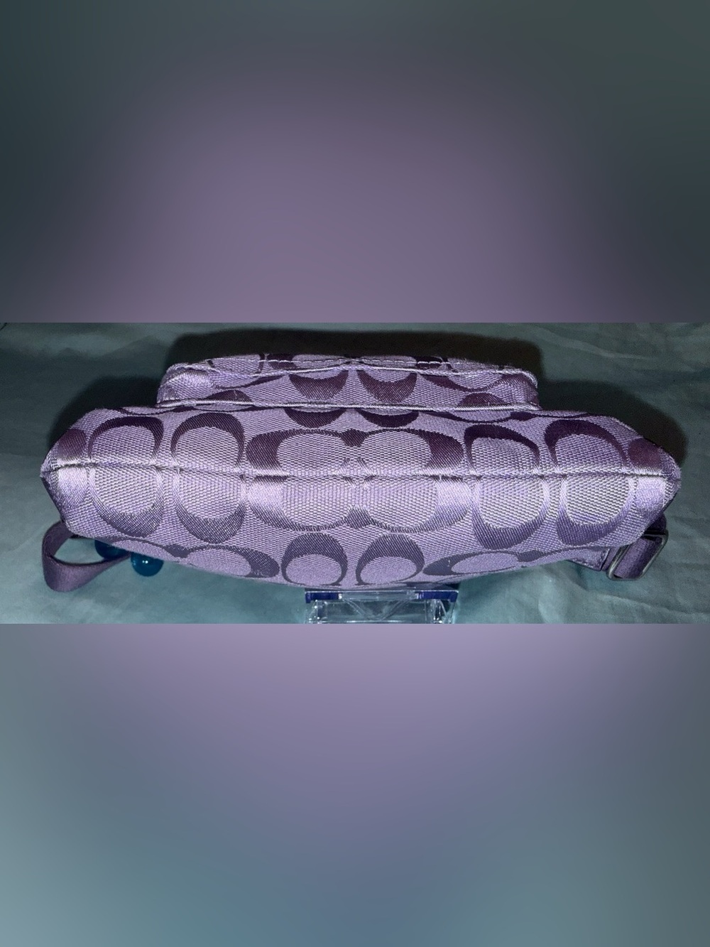 Coach Purple Signature Crossbody Zip Top Closure with Turnlock Pocket - Picture 6 of 9